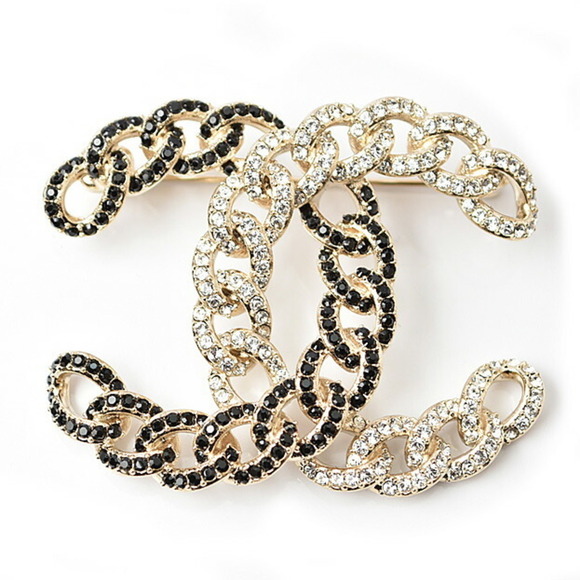 CHANEL Black Coco Mark Brooch - Picture 1 of 6